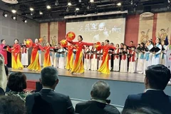 A performance at the celebration of the 135th Birth anniversary of President Ho Chi Minh at the Vietnam Cultural Centre, France. (Photo: VNA)