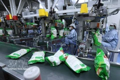 Rice packaged for export at the factory of Vinh Phat Wilmar Rice Co., Ltd. in Binh Duc ward, An Giang province. (Photo: VNA)