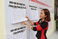 A Raglai resident in Bac Ai Tay commune, Khanh Hoa province, reviews the publicised voter list at the commune People’s Committee headquarters. (Photo: VNA)