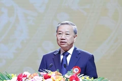 Party General Secretary To Lam delivers a speech at the ceremony marking the 100th anniversary of Vietnam’s Revolutionary Press Day.