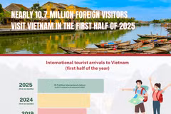 Nearly 10.7 million foreign visitors visit Vietnam in H1
