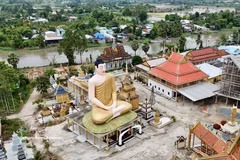 Large-scale Buddha statue complex at Khmer pagoda in An Giang
