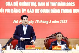 President Luong Cuong, chairs a conference to approve the team's draft report on the results of the inspection of the Central Party Agencies' Party Committee. (Photo: VNA)