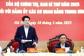 President Luong Cuong, chairs a conference to approve the team's draft report on the results of the inspection of the Central Party Agencies' Party Committee. (Photo: VNA)