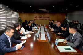 Vietnamese Deputy Minister of Industry and Trade Nguyen Hoang Long meets with Saskatchewan Minister of Trade and Export Development Warren Kaeding in Hanoi on February 17. (Photo: VNA)