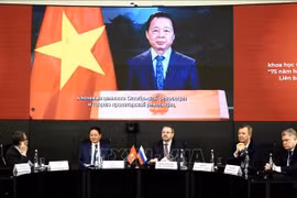 Deputy Prime Minister Tran Hong Ha delivers his remarks to the forum via a recorded message. (Photo: VNA)