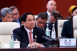Prime Minister Pham Minh Chinh speaks at the 2025 expanded Shanghai Cooperation Organisation (SCO+) Summit. (Photo: VNA)