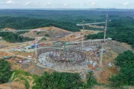 An aerial view of the construction project of the National Mosque in Nusantara, East Kalimantan, on August 31, 2024. (Photo: Antara)