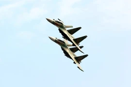 Vietnam International Defence Expo 2024: Su-30MK2 fighter squadron performs air show