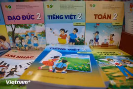 Complete textbook sets are now available at bookstores nationwide, ahead of the upcoming school year. (Photo: VietnamPlus)