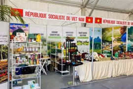 The booth of the Vietnam Trade Office at a trade fair in Morocco. (Photo published VNA)