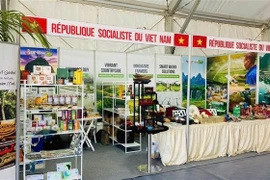 The booth of the Vietnam Trade Office at a trade fair in Morocco. (Photo published VNA)