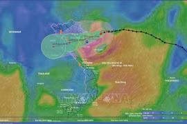 The position and movement direction of Typhoon Wipha from the disaster monitoring system as of 10:00 am on July 21, 2025. (Photo published by VNA) 