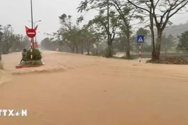Several roads in Hue city are flooded, with fast-flowing water following heavy rain. (Photo published by VNA)