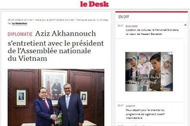 Moroccan media widely and positively report on the official visit of Vietnam’s National Assembly Chairman Tran Thanh Man to Morocco from July 24–27. (Photo: Screenshot)