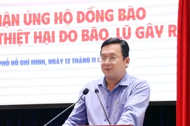 Phan Hong An, Vice President of the Vietnam Fatherland Front Committee of Ho Chi Minh City, provides an update on donation collection and relief efforts for disaster-affected communities. (Photo: VNA)