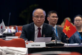 Ambassador to France and Representative of the State President to the International Organisation of La Francophonie (OIF) Dinh Toan Thang speaks at the meeting. (Photo: VNA) 