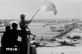 The liberation flag flies on the Tan Son Nhat airport. (Photo: VNA)