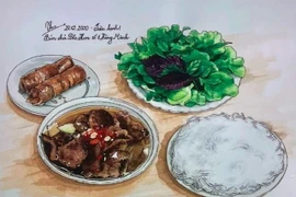 A painting by Thu Hang in the sketchbook project “Flavours of the Hanoi”.