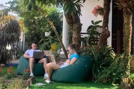 Foreigners at a co-working space in Da Nang. (Photo courtesy of Coworking Danang)