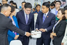 Delegates visit booths at the 2025 Vietnam International Electronics and Smart Appliances Expo. (Photo: VNA)