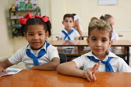 Students of Mártires de Tarará Primary School enjoy their new school. (Photo: VNA)