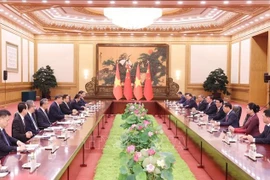 President Luong Cuong holds talks with Party General Secretary and President of China Xi Jinping. (Photo: VNA)