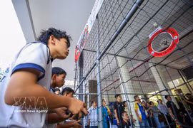 Students compete in Drone Soccer matches featuring intense and dramatic aerial ball contests. (Photo: VNA)