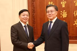 Deputy Prime Minister Tran Hong Ha (L) and Wang Dongming, Vice Chairman of the Standing Committee of the National People's Congress of China. (Photo: VNA)
