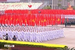The formation featuring the Party flag and the national flag at the parade marking the 80th anniversary of the August Revolution and National Day on September 2, 2025 (Photo: VNA)