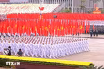 The formation featuring the Party flag and the national flag at the parade marking the 80th anniversary of the August Revolution and National Day on September 2, 2025 (Photo: VNA)