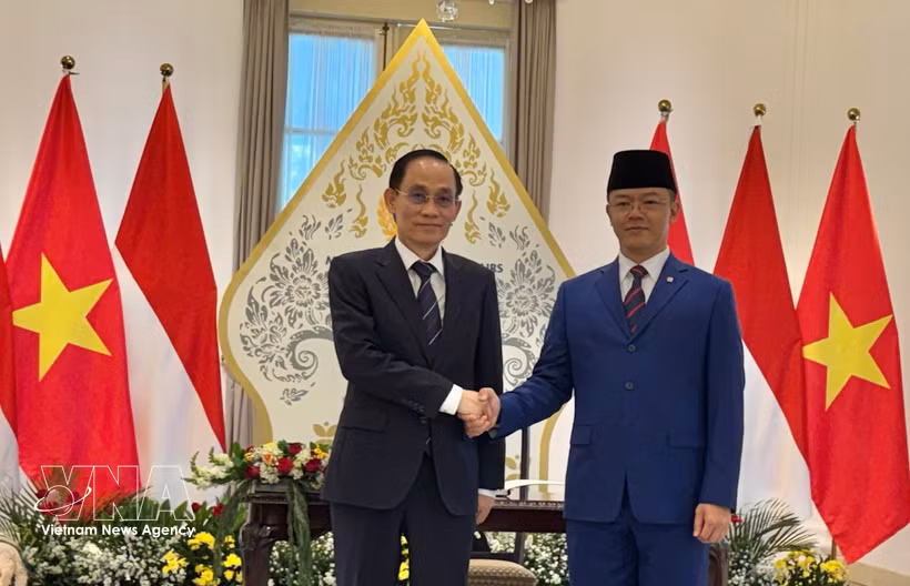 Vietnamese Minister of Foreign Affairs Le Hoai Trung (left) and his Indonesian counterpart Sugiono (Photo: VNA)