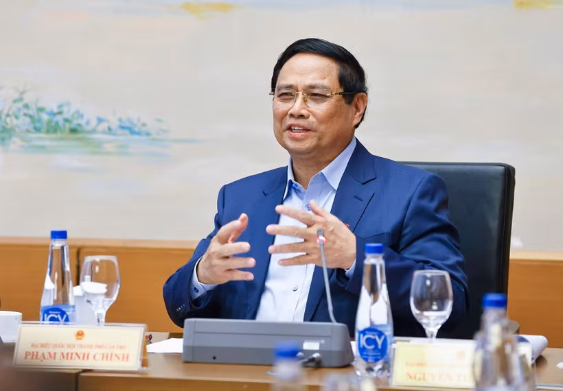 Prime Minister Pham Minh Chinh speaks at a group discussion within the National Assembly's 10th session. (Photo: VNA)