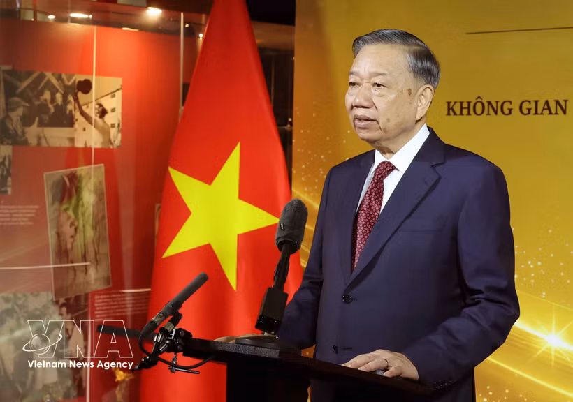General Secretary of the Communist Party of Vietnam Central Committee and President To Lam speaks at the event. (Photo: VNA)