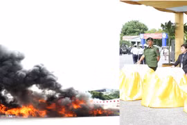 The seized illegal drugs and materials burnt in Yangon, Mandalay, and Taunggyi (Photo: Myanmar News Agency)