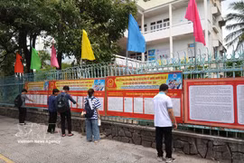 Students at the University of Technology and Education – University of Da Nang look at the list of candidates posted on campus ahead of the Election Day. (Photo: VNA)
