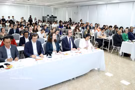 Participants in the international press briefing on May 26 (Photo: VNA)