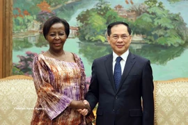 Deputy Prime Minister Bui Thanh Son (R) and Secretary-General of the International Organisation of La Francophonie Louise Mushikiwabo at their meeting in Hanoi on March 6 (Photo: VNA)