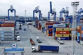 Containers at Saigon Newport Corporation in HCM City. (Photo: VNA)