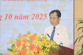 Secretary of the Lao Cai provincial Party Committee and Chairman of the provincial People’s Council Trinh Viet Hung delivers a closing speech (Photo: VNA