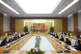 At the meeting between Prime Minister Pham Minh Chinh and Speaker of the Jordanian House of Representatives Mazen Turki El Qadi in Hanoi on the morning of February 3. (Photo: VNA)