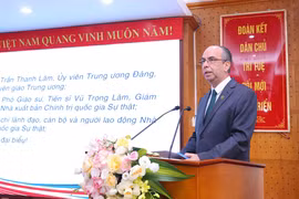 Cuban Ambassador to Vietnam Rogelio Polanco Fuentes speaks at the event. (Photo: VNA)