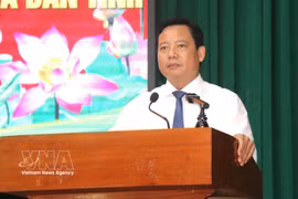 Pham Tan Hoa, Vice Chairman of the Tay Ninh People's Committee and head of the provincial Steering Committee 515, speaks at the conference. (Photo: VNA)