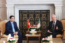 Prime Minister Pham Minh Chinh (L) meets with President of the Algerian Council of the Nation (Algerian Senate) Azzouz Nasri in Algiers on November 20, 2025. (Photo: VNA)