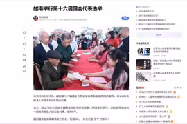 China Central Television (CCTV) reports on Vietnam’s election.( Photo: VNA) 