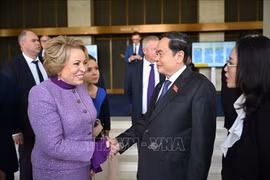 NA Chairman Tran Thanh Man (R) meets with Valentina Matviyenko, Chairwoman of the Federation Council of Russia. (Photo: VNA)