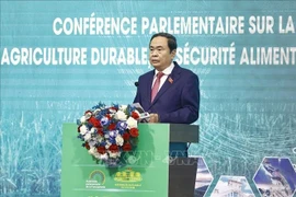 National Assembly Chairman Tran Thanh Man addresses the Francophone Parliamentary Forum on sustainable agriculture, food security, and climate change response held in Can Tho on January 21 (Photo: VNA)