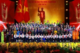 Party General Secretary To Lam, State President Luong Cuong, and Prime Minister Pham Minh Chinh, along with delegates at the 11th National Patriotic Emulation Congress. (Photo: VNA) 
