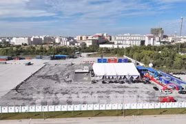 A panoramic view of Tan Cang – Moc Bai inland container depot (Phase 1) officially coming into operation. (Photo: VNA)