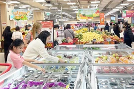 Consumers shop for fruits at Lotte Mall West Lake Hanoi. (Photo: Hanoimoi.vn)